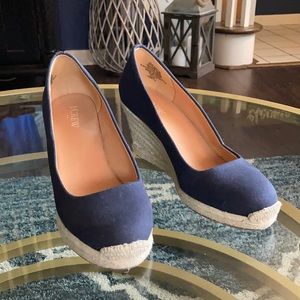 J Crew navy espadrille wedges